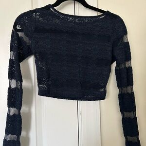 Fora Navy Lace Sheer Crop Top